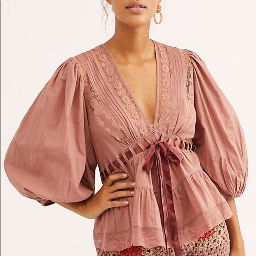 Free People Favorite Romance Lace Rose Blouse NWOT